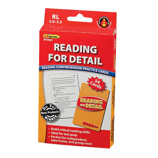 Edupress&#xAE; Reading for Detail Practice Cards Red Level, Levels 2.0-3.5